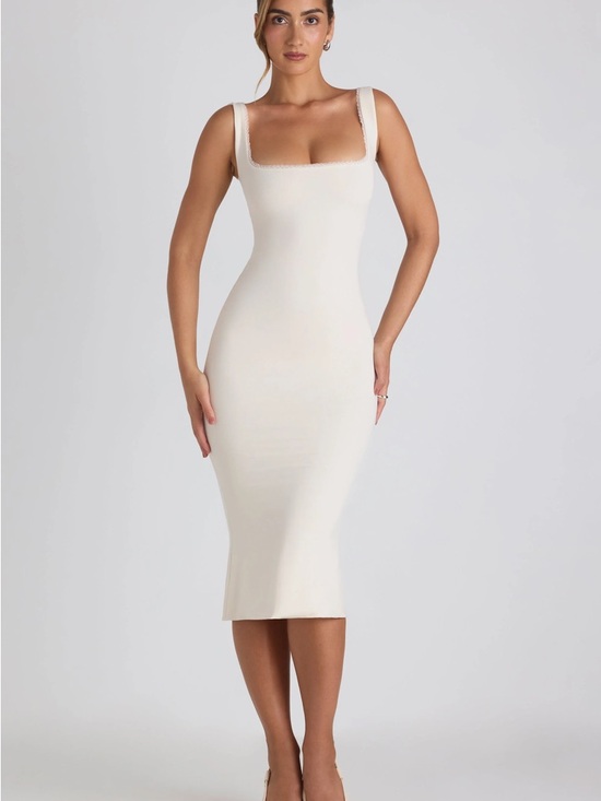 Oh Polly Dresses & Skirts - Modal Lace-Trim Midaxi Dress in Ivory
